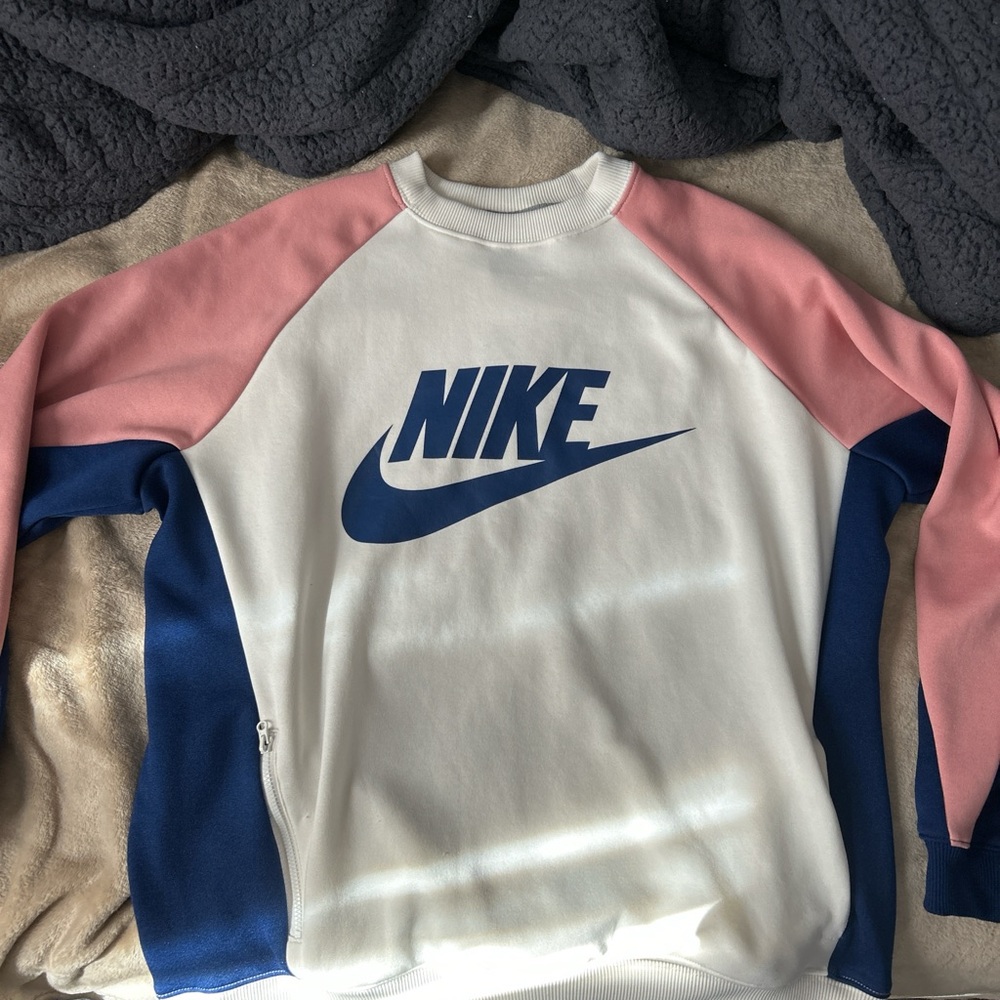 Nike Pink and Blue Colorblock Crewneck